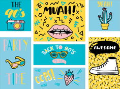 Мультимодульная картина на холсте 110x80 The 90s Ekoramka HE-110-121