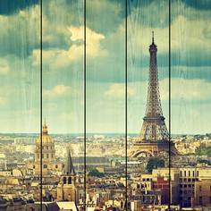 Картина на доске 90x90 Париж винтаж Ekoramka DE-104-184