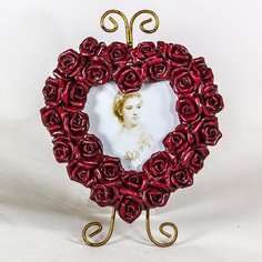 Фоторамка керамическая "Розы" сердечко 7х7 см Image Art