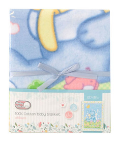 Одеяло байковое Baby Nice Мишка на лужайке голубое