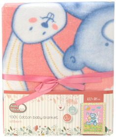 Одеяло байковое Baby Nice Мишка на лужайке розовое