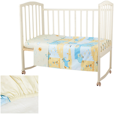 Комплект постельного белья Baby Nice Ферма, простыня на резинке, голубой