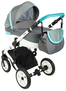Коляска 3 в 1 Prampol Daisy Серый/Мятный/Мятный принт точка