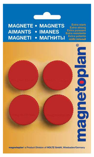 Набор магнитов Magnetoplan Magnum из 4-х штук 34 мм Красный