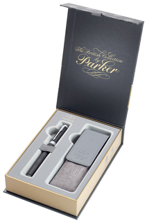 Набор подарочный Parker Ingenuity L - Black Rubber CT, ручка 5й пишущий узел, F + чехол