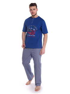Пижама мужская Sis PJ1015-1 синяя 2XL