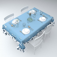 Скатерть Сирень Упряжка Санты Цвет: Голубой 145х220 см