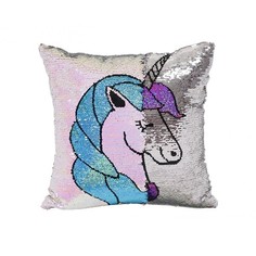 Подушка антистресс с двухсторонними пайетками Единорог (Розовый с голубым) Lemon Tree