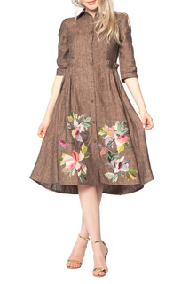 Платье женское Yukostyle 848 коричневое 44 RU