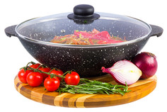 Сковорода-вок Elan gallery, ГРАНИТ МЕЧТА, 28 см, с крышкой 120144