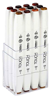 Набор маркеров TOUCH TWIN BRUSH WOOD 12 шт