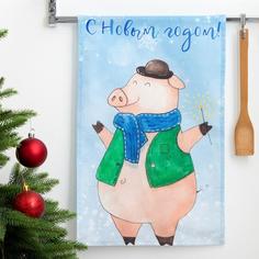 Кухонное полотенце ЭТЕЛЬ С Новым Годом, Дедуля 34х58 см
