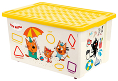 Ящик для хранения Little Angel Три кота Обучайка желтый, 57 л