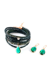 Комплект женский (браслет, серьги) Selena 10109455 зеленый