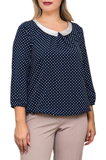 Блуза женская Balsako ГОРОХ С ВОРОТНИКОМ синяя 52 RU