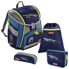 Ранец Step By Step Touch2 Flash Space Pirate 4 предмета серый синий Hama