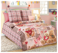 Комплект Детского постельного белья Плюшевые мишки 1,5 спальный, розовый Текс Дизайн