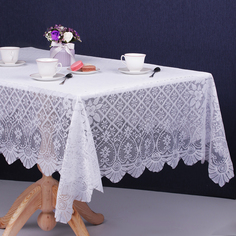 Скатерть кружевная, 140х200см, молочный цвет No Brand