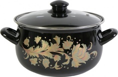 Кастрюля эмалированная Interos Винтаж 3,1л со стекл. кр. Интерос