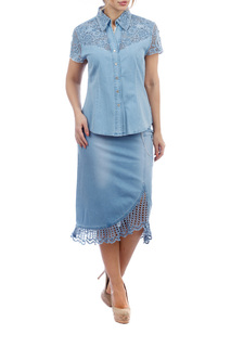 Рубашка женская LAFEI-NIER G34626R-J голубая XL