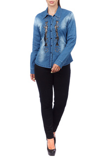 Рубашка женская LAFEI-NIER T462196-1F синяя 3XL