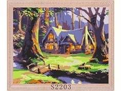 Холст с красками "Рисование по номерам. Сказочный лесной домик", 22х30 см Рыжий кот