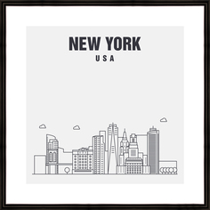 Картина в багете 40х40 см "New York" Ekoramka BE-103-447