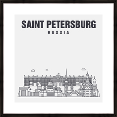 Картина в багете 40х40 см "Saint Petersburg" Ekoramka BE-103-443