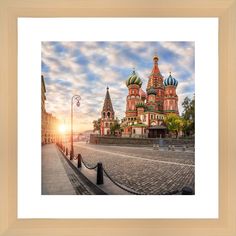 Картина в багете 40х40 см "Храм Василия Блаженного" Ekoramka BE-103-219