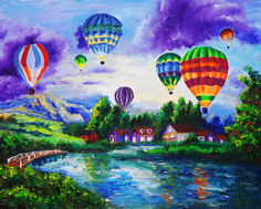 Картина на холсте 50x40 см "Воздушные шары" Ekoramka HE-101-581