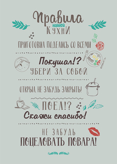 Картина на холсте 40x50 см "Правила кухни 5" Ekoramka HE-102-249