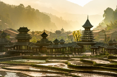 Картина на холсте 60x40 см "Рисовые поля" Ekoramka HE-101-766