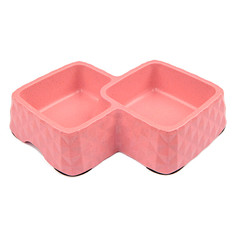 Миска для домашних животных Bobo, двойная, 29.9x18.9x5.5см, 360+430 мл, розовый Bo&Bo