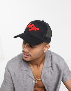 Черная бейсболка с фактурной вышивкой ASOS DESIGN-Черный
