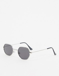 Солнцезащитные очки в серебристой оправе с дымчатыми стеклами ASOS DESIGN-Серебряный