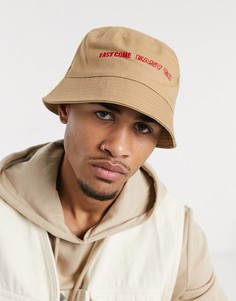 Бежевая хлопковая панама с вышивкой ASOS DESIGN-Коричневый