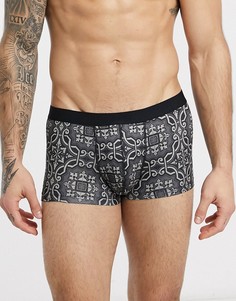 Короткие боксеры-брифы с монохромным принтом ASOS DESIGN-Черный
