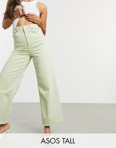 Лаймовые широкие джинсы с эффектом кислотной стирки ASOS DESIGN Tall Premium-Зеленый