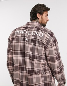 Oversized-рубашка в стиле 90-х в клетку с принтом на спине ASOS DESIGN-Фиолетовый