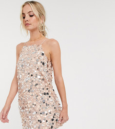 Платье мини с пайетками ASOS DESIGN Petite-Серебряный