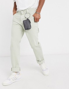 Черный кожаный кошелек на молнии с серебристой петлей для ремня ASOS DESIGN