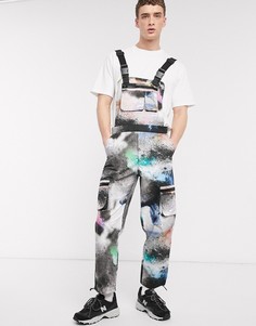 Комбинезон с широкими штанинами и принтом граффити ASOS DESIGN-Белый