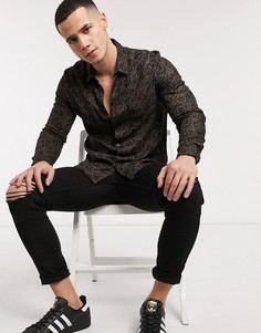 Черная рубашка с принтом в стиле барокко Burton Menswear-Черный