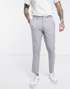Серо-розовые брюки скинни в клетку Burton Menswear-Серый