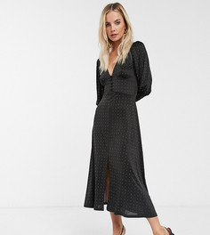 Черное платье миди с отделкой ASOS DESIGN Petite-Черный