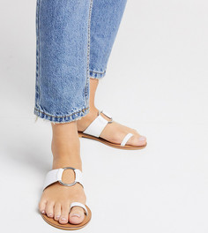 Белые кожаные сандалии для широкой стопы ASOS DESIGN-Белый
