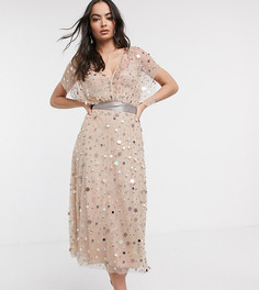 Платье миди с отделкой и завязкой ASOS DESIGN-Мульти