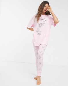 Пижама с футболкой и леггинсами ASOS DESIGN-Розовый