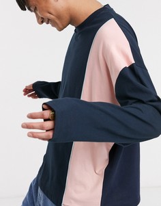 Темно-синий длинный oversized-лонгслив из плотного трикотажа ASOS DESIGN