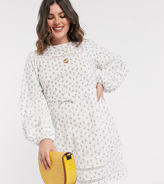 Платье мини с цветочным принтом Fashion Union Plus-Белый